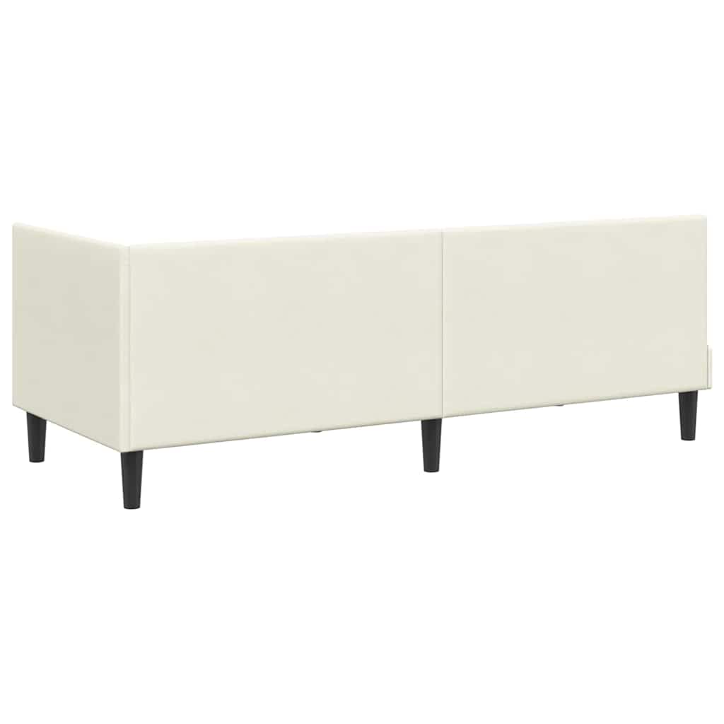 Corner Bed Frame with Headboard Cream 80 x 200 cm Velvet