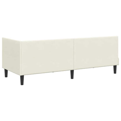 Corner Bed Frame with Headboard Cream 80 x 200 cm Velvet