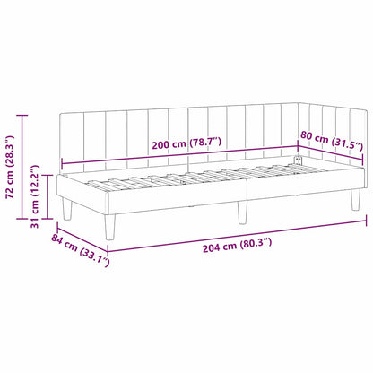 Corner Bed Frame with Headboard Cream 80 x 200 cm Velvet