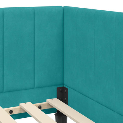 Corner Bed Frame with Headboard Turquoise 80 x 200 cm Velvet