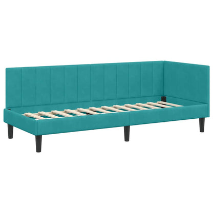 Corner Bed Frame with Headboard Turquoise 80 x 200 cm Velvet