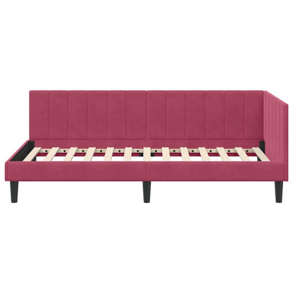 Corner Bed Frame with Headboard Wine red 90 x 200 cm Velvet