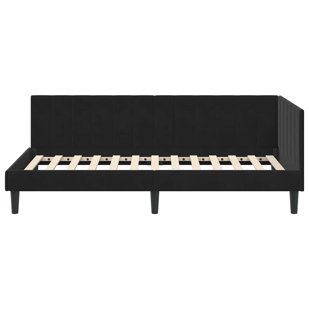 Corner Bed Frame with Headboard Black 90 x 200 cm Velvet