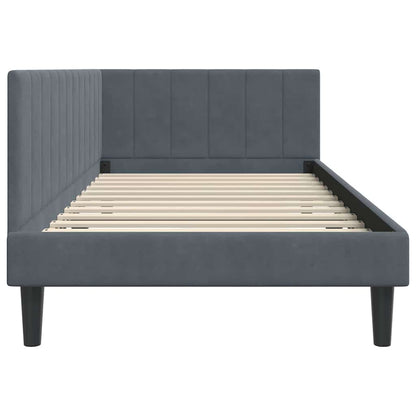Corner Bed Frame with Headboard Dark grey 100 x 200 cm Velvet