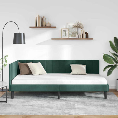 Corner Bed Frame with Headboard Dark green 100 x 200 cm Velvet