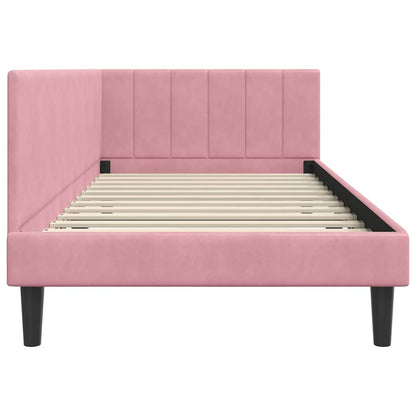 Corner Bed Frame with Headboard Pink 100 x 200 cm Velvet