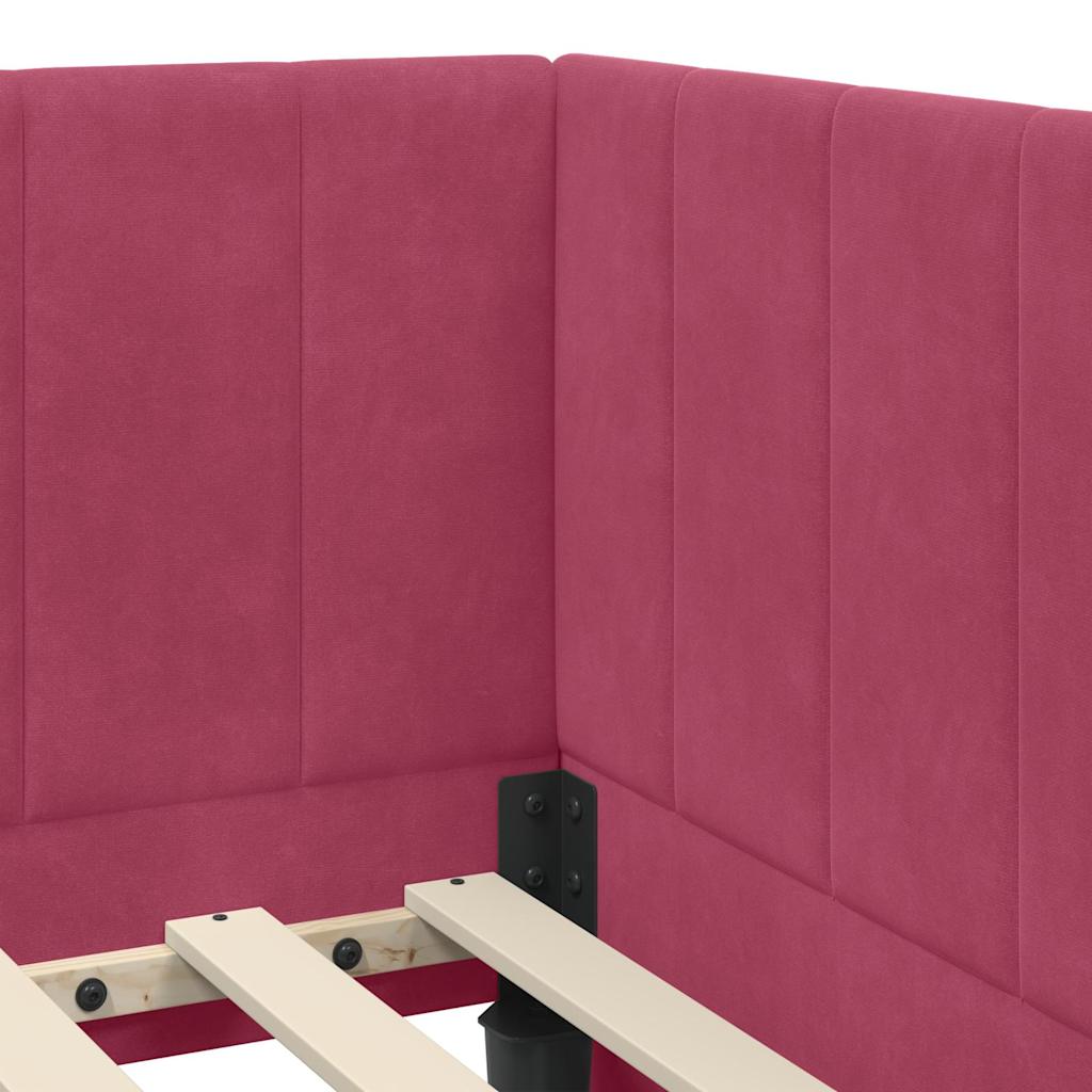 Corner Bed Frame with Headboard Wine red 100 x 200 cm Velvet
