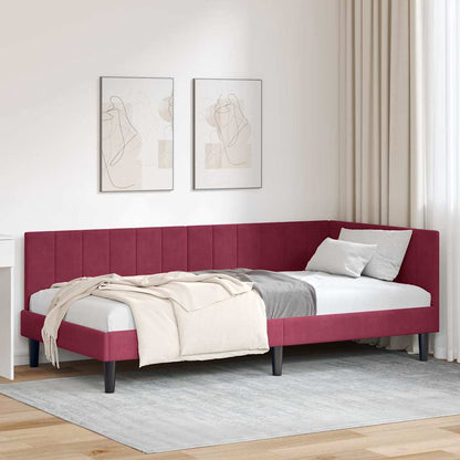Corner Bed Frame with Headboard Wine red 100 x 200 cm Velvet