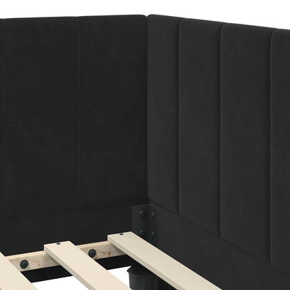 Corner Bed Frame with Headboard Black 100 x 200 cm Velvet