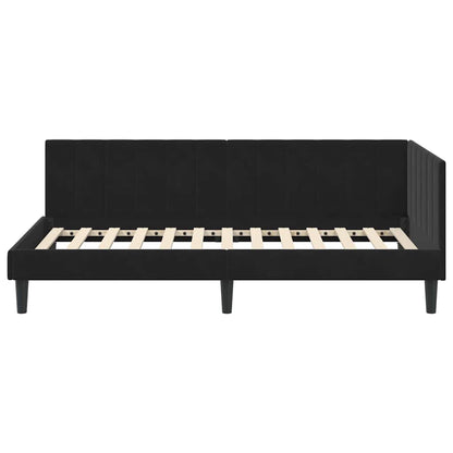 Corner Bed Frame with Headboard Black 100 x 200 cm Velvet