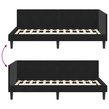 Corner Bed Frame with Headboard Black 100 x 200 cm Velvet