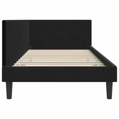 Corner Bed Frame with Headboard Black 100 x 200 cm Velvet