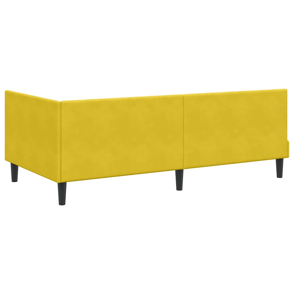 Corner Bed Frame with Headboard Yellow 100 x 200 cm Velvet