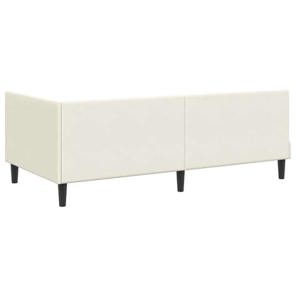 Corner Bed Frame with Headboard Cream 100 x 200 cm Velvet