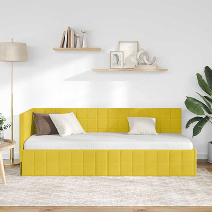 Corner Bed Frame with Headboard Yellow 80 cm x 200 cm Velvet