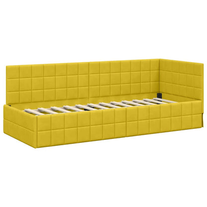 Corner Bed Frame with Headboard Yellow 80 cm x 200 cm Velvet