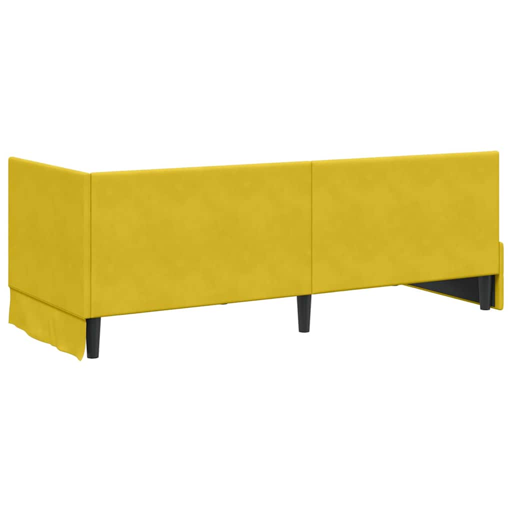 Corner Bed Frame with Headboard Yellow 80 cm x 200 cm Velvet