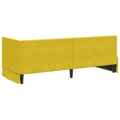 Corner Bed Frame with Headboard Yellow 80 cm x 200 cm Velvet
