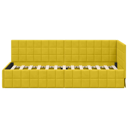 Corner Bed Frame with Headboard Yellow 80 cm x 200 cm Velvet