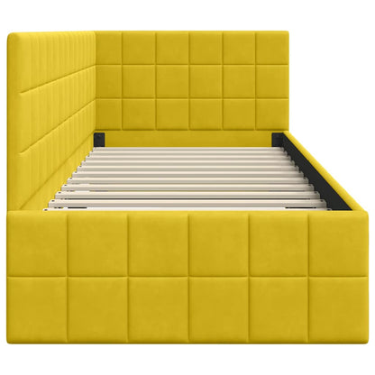 Corner Bed Frame with Headboard Yellow 80 cm x 200 cm Velvet