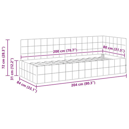 Corner Bed Frame with Headboard Yellow 80 cm x 200 cm Velvet
