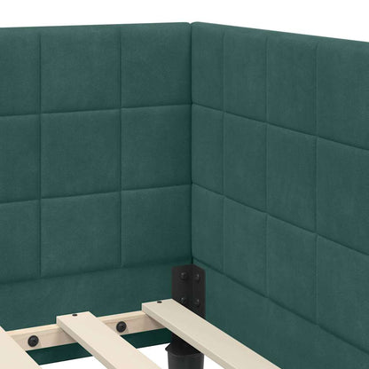 Corner Bed Frame with Headboard Dark green 90 x 190 cm Velvet