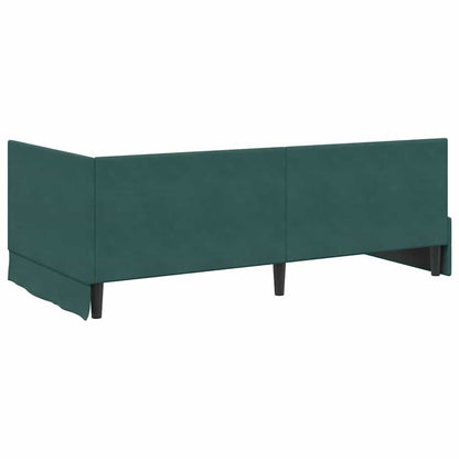 Corner Bed Frame with Headboard Dark green 90 x 190 cm Velvet