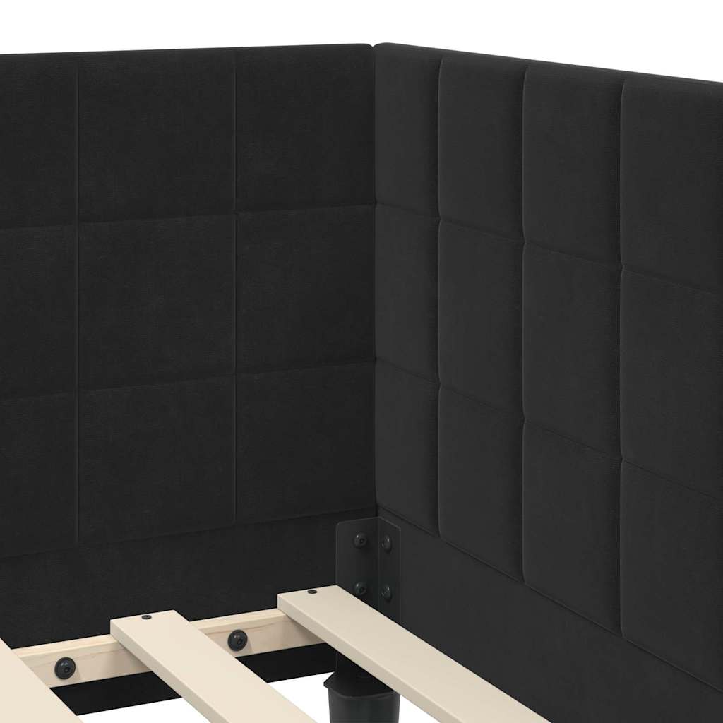 Corner Bed Frame with Headboard Black 90 x 190 cm Velvet
