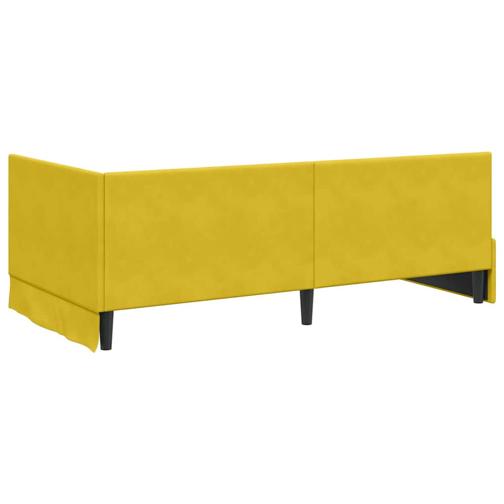 Corner Bed Frame with Headboard Yellow 90 x 190 cm Velvet