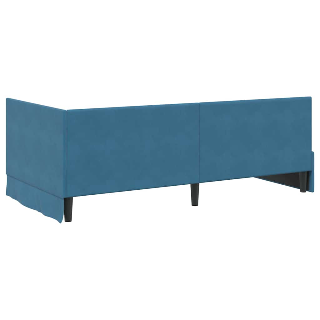 Corner Bed Frame with Headboard Blue 90 x 200 cm Velvet