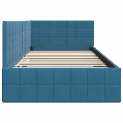 Corner Bed Frame with Headboard Blue 90 x 200 cm Velvet