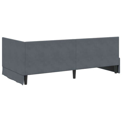 Corner Bed Frame with Headboard Dark grey 90 x 200 cm Velvet