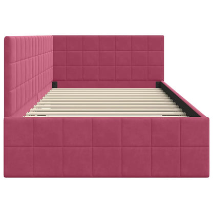 Corner Bed Frame with Headboard Wine red 90 x 200 cm Velvet