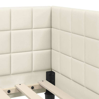 Corner Bed Frame with Headboard Cream 90 x 200 cm Velvet