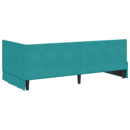 Corner Bed Frame with Headboard Turquoise 90 x 200 cm Velvet
