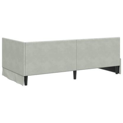 Corner Bed Frame with Headboard Light grey 100 x 200 cm Velvet