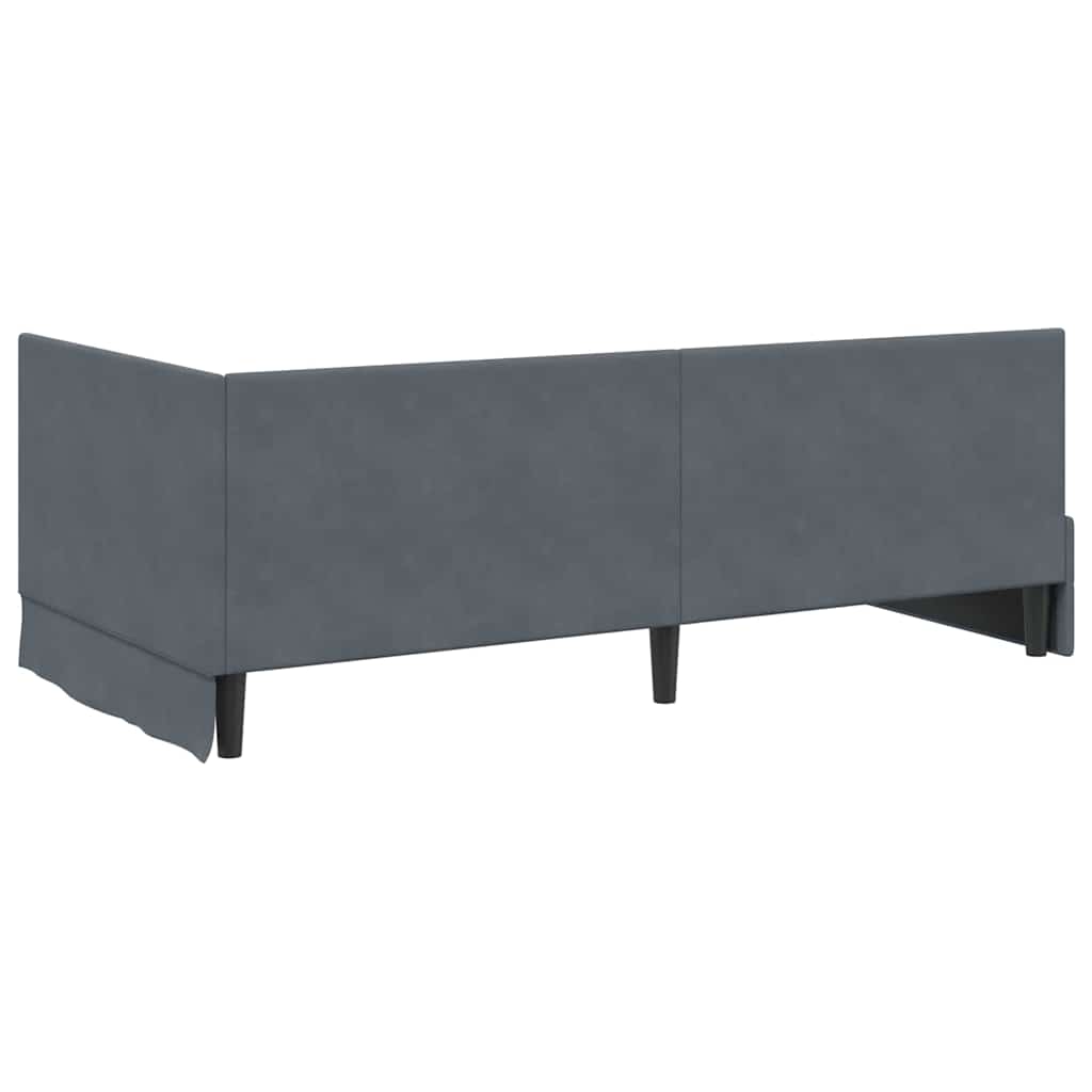 Corner Bed Frame with Headboard Dark grey 100 x 200 cm Velvet