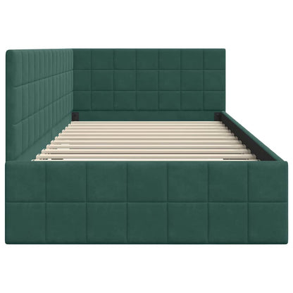 Corner Bed Frame with Headboard Dark green 100 x 200 cm Velvet