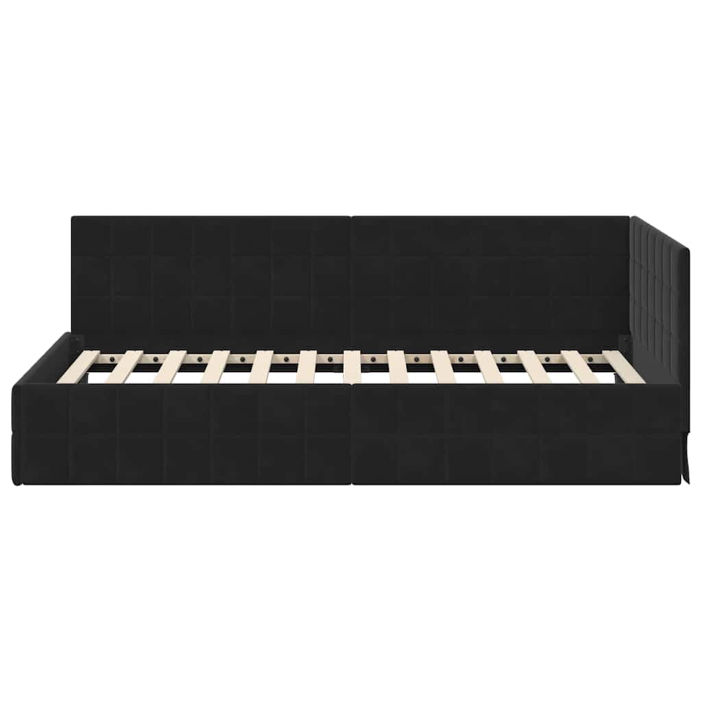 Corner Bed Frame with Headboard Black 100 x 200 cm Velvet