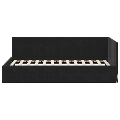Corner Bed Frame with Headboard Black 100 x 200 cm Velvet