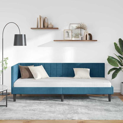 Corner Bed Frame with Headboard Blue 80 x 200 cm Velvet