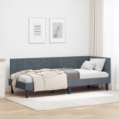 Corner Bed Frame with Headboard Dark grey 80 x 200 cm Velvet