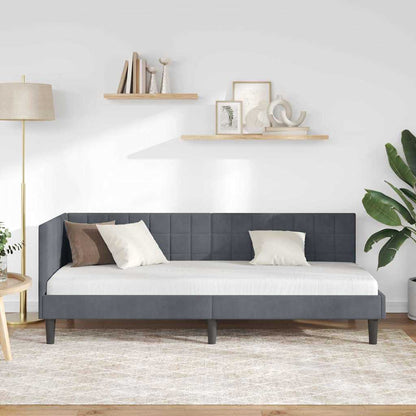 Corner Bed Frame with Headboard Dark grey 80 x 200 cm Velvet