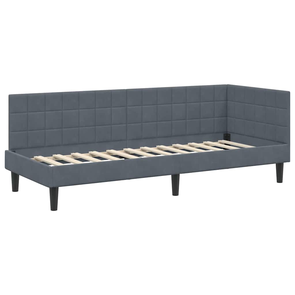 Corner Bed Frame with Headboard Dark grey 80 x 200 cm Velvet