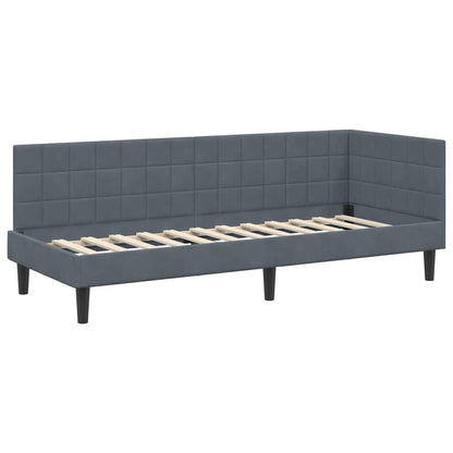 Corner Bed Frame with Headboard Dark grey 80 x 200 cm Velvet