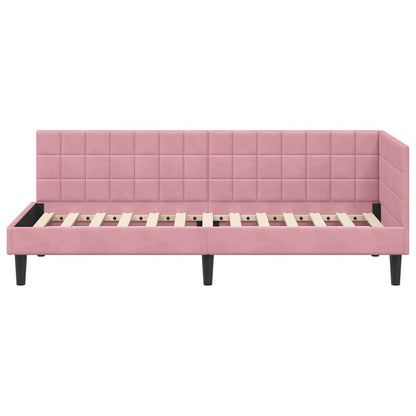 Corner Bed Frame with Headboard Pink 80 x 200 cm Velvet
