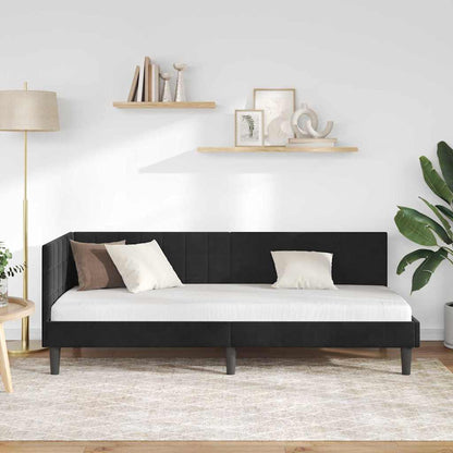 Corner Bed Frame with Headboard Black 80 x 200 cm Velvet