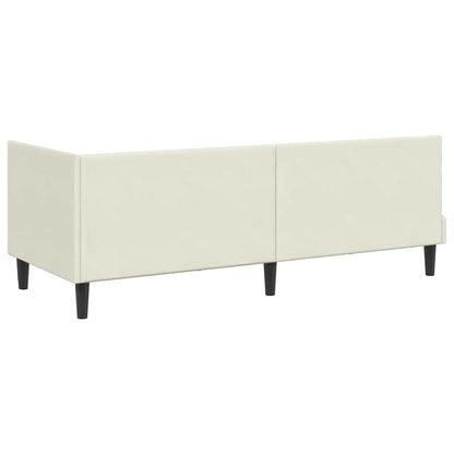 Corner Bed Frame with Headboard Cream 80 x 200 cm Velvet