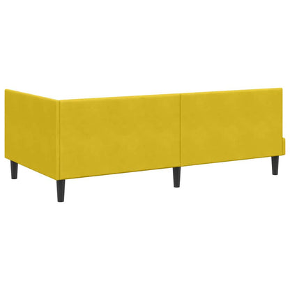 Corner Bed Frame with Headboard Yellow 90 x 190 cm Velvet