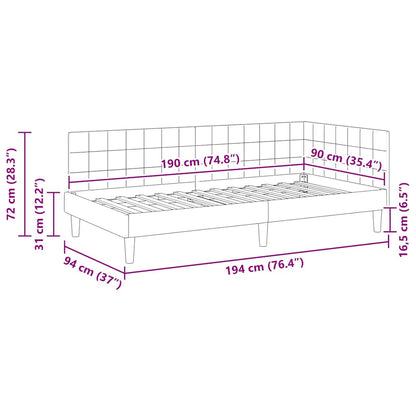 Corner Bed Frame with Headboard Turquoise 90 x 190 cm Velvet